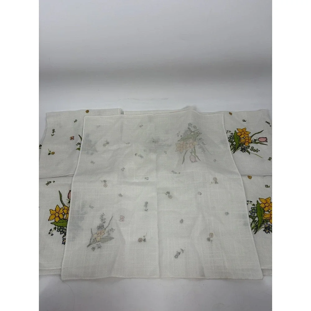 VTG Floral Linen Napkins Set of 6 Cottagecore Table Decor Spring‎ Farmhouse